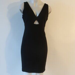 Womens Alice + Olivia Black Crepe Keyhole V-Neck Sleeveless Sheath Dress 8